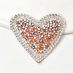 Сочный Персик Исправление формы сердца со стразами, аппликации из страз, для костюма, шляпа, пакет, сочный персик, 48x45 мм