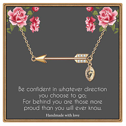 Letter G Латунные микропаве прозрачные кубические цирконии стрела с подвеской в виде буквы, золотые, Буква G, 15.75 дюйм (40 см)