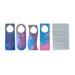 White Doorplate Silicone Molds, Resin Casting Molds, for UV Resin & Epoxy Resin Craft Making, Mixed Shapes, White, 226x363x7mm, Hole: 64x5mm, Inner Diameter: 218x79x4.5mm and 218x78x4.5mm and 218x80x4.5mm