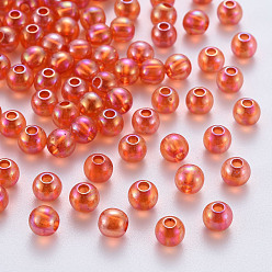 Темно-Оранжевый Прозрачные акриловые бусины, с покрытием AB цвета, круглые, темно-оранжевый, 6x5 мм, отверстие : 1.8 мм, Около 4400 шт / 500 г