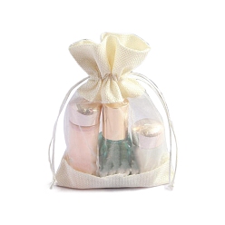 Кукурузный Шелк Сумка из искусственного льна из микрофибры, сумка на шнурке с бантиком из органзы, прямоугольные, цвет колоса кукурузы, 23x16 см