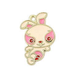 Кролик Подвески из эмали и сплава, золотые, китайский зодиакальный амулет, кролик, 22.5x14x1.2 мм, отверстие : 1.6 мм