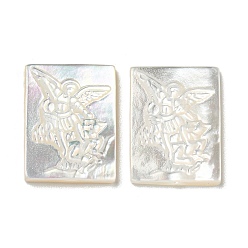 Кремово-белый Резные кабошоны из натуральной белой ракушки, прямоугольные, кремово-белые, 15.5x12x2.2~2.6 мм