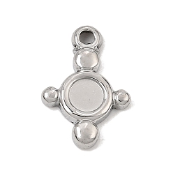Stainless Steel Color 304 Stainless Steel Pendant Cabochons Settings, Flat Round Charms, Stainless Steel Color, Tray: 4.5mm, 15x10x2mm, Hole: 1.5mm