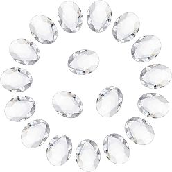 Clear Acrylic Rhinestone Flat Back Cabochons, Faceted, Bottom Silver Plated, Oval, Clear, 40x30x7~7.5mm, 30pcs/box