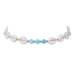Seashell Color Adjustable Acrylic Shell Shape Beaded Necklaces, Seashell Color, 14.96~26.38 inch(38~67cm)