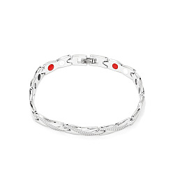 Платина Браслеты-цепочки из сплава с крестообразными звеньями для женщин, с магнитным, платина, 8-1/8 дюйм (20.5 см)