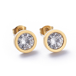 Прозрачный 304 из нержавеющей стали серьги, с фианитом и ушными орехами, прозрачные, 9.5 мм, контактный: 0.6 мм, 6pairs / карты