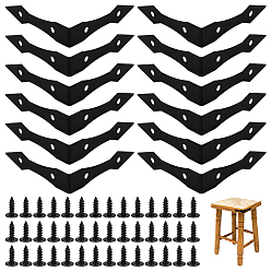 Черный 12шт. железный кронштейн для стрелы, л форма, с 48шт. железный винт, чёрные, 101x101x22 мм