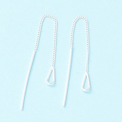Серебро 999 изящные серебряные серьги-гвоздики с длинной цепочкой и подвесками, каплевидная серьга нить для девушки женщины, серебряные, 74 мм, штифты : 0.8 мм