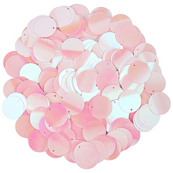 Pink 100 подвески из ПВХ с пайетками, пустой плоский круглый, розовые, 19x0.3 мм, отверстие : 1.5 мм