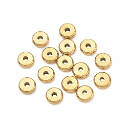 Plaqué 18K Or Véritable 304 billes d'acier inoxydable, plat rond, polir, placage ionique (ip), réel 18 k plaqué or, 5x1.5mm, Trou: 1mm, environ 50 pcs / sachet 
