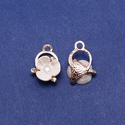 Кристалл Прелести сплава Rhinestone, с пластиковой имитационной жемчужиной, цветок, золотой свет, белые, 18.5x11.5x6 мм, отверстие : 2 мм