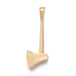 Golden 304 Edelstahl Anhänger, Axt, golden, 44x18x4 mm, Bohrung: 4.5x9.5 mm