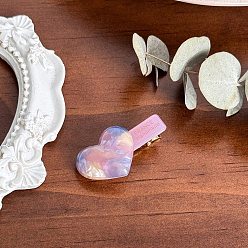 Разноцветный Заколки из кожи аллигатора из ацетата целлюлозы, С золотыми результатами железа, сердце, красочный, 39 мм