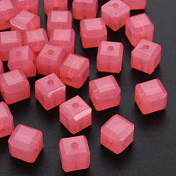 Лосось Имитации акриловых шариков желе, кубические, salmon, 11.5x11x11 мм, отверстие : 2.5 мм, Около 528 шт / 500 г