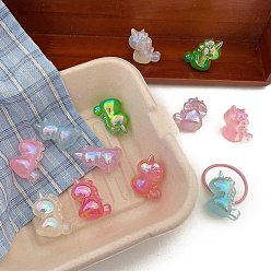 (52) Непрозрачная лаванда Прозрачные акриловые бусины с УФ-покрытием, радужный, единорог, разноцветные, 31x27x17.6 мм, отверстие : 4 мм