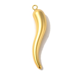 Настоящее золото 18K Стойки обшивки латунные подвески, без кадмия и без свинца, долговечный, формы чили, реальный 18 k позолоченный, 57x12x9 мм, отверстие : 3 мм