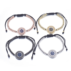 (52) Непрозрачная лаванда Регулируемые латунные плетеные браслеты из бисера, С нейлоновым шнуром и микропроводами с кубическим цирконием, без свинца и без кадмия, плоско-круглые, разноцветные, 1-3/4 дюйм (44 мм)