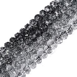 Серый Хрустящие прозрачные стеклянные бусины нити, рондель, граненые, серые, 7.5~8x5~5.5 мм, отверстие : 1.2~1.4 мм, около 66~69 шт / нитка, 13.78~14.37 дюйм (35~36.5 см)