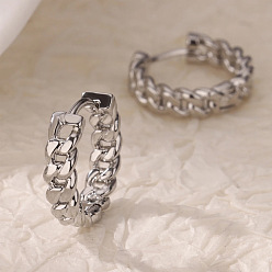 Нержавеющая Сталь Цвет Серьги из 304 нержавеющей стали, подвеска-цепочка кубинских звеньев, цвет нержавеющей стали, 15x16x4 мм