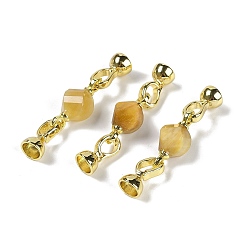 Тигровый глаз Натуральный тигровый глаз с латунными застежками-раскладушками, реальный 18 k позолоченный, долговечный, стойки покрытие, граненый твист , 45 мм