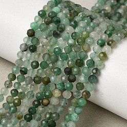 Африканский Нефрит Природные африканские нефритовые бусы пряди, граненые, круглые, круглые, 3.5 мм, отверстие : 0.6 мм, около 119~120 шт / нитка, 15.24''~15.47" (38.7~39.3 см)