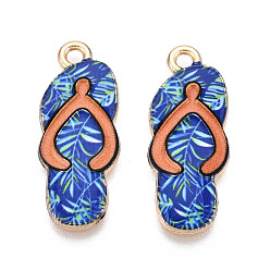 Королевский синий Подвески из эмали и сплава, стойки покрытие, шарм вьетнамки, золотой свет, королевский синий, 30.2x12x2 мм, отверстие : 2 мм