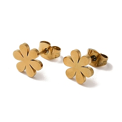 Золотой Вакуумное покрытие pvd 304 серьги-гвоздики из нержавеющей стали, цветок, золотые, 8x9 мм