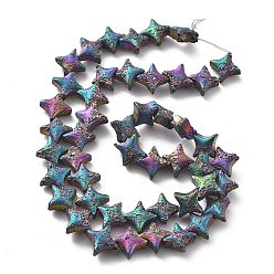 (966) Внутренний цвет Кристалл / Лиловато-лиловый на подкладке Гальванические бусины из натуральной лавы, звезда, с покрытием цвета радуги, 9.5x9.5 мм, отверстие : 1 мм, около 48 шт / нитка, 14.57'' (37 см)