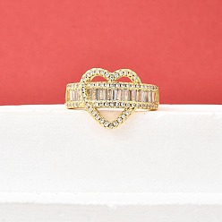 Настоящее золото 18K Манжеты из латуни с микро паве кубический цирконий для женщин, без кадмия и без свинца, сердце, реальный 18 k позолоченный, 13.5 мм