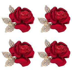 Красный 4 шт. розовые эмалевые булавки, Броши со стразами из золотого сплава для рюкзака, красные, 34.5x34.5 мм