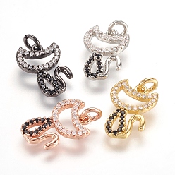 (52) Непрозрачная лаванда Кулоны для котят из латуни с фианитом, полый, форма кошки, разноцветные, 16x11x2 мм, отверстие : 3 мм