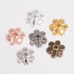 (52) Непрозрачная лаванда Сплав шарика шапки параметры эмали, 6-лепестков цветка, разноцветные, 8x2.5 мм, отверстие : 1 мм