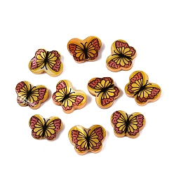 Or Perles de coquillage d'eau douce naturelles imprimées, papillon, or, 8~9x11~12x2.5~3mm, Trou: 0.8~0.9mm