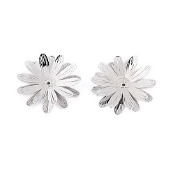 Платина Шапочки и конусы для бусин, латунные, цветок, платина, 24.5~25x23.5~24x4~5 мм, отверстие : 0.9~1 мм