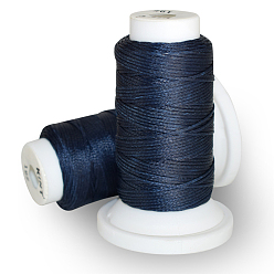 Prussian Blue Flat Waxed Polyester Cord, for Leather Sewing Stitching, Prussian Blue, 0.8mm, about 54.68 yards(50m)/roll