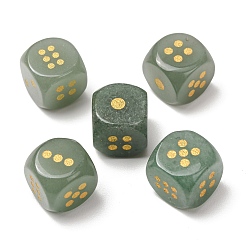 Green Aventurine Natural Green Aventurine Dices, Engraved Gold Dot 6 Sided Crystal Stone Dice for Tabletop RPG Board Game, 14~16.5x14~16.5x14~16.5mm