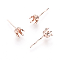 Розовое Золото 304 Выводы серьги из нержавеющей стали шпилька, Настройки зубца, розовое золото , 15x6 мм, штифты : 0.8 мм