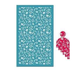 Flower Rectangle Polyester Screen Printing Stencil, for Painting on Wood, DIY Decoration T-Shirt Fabric, Flower, 15x9cm