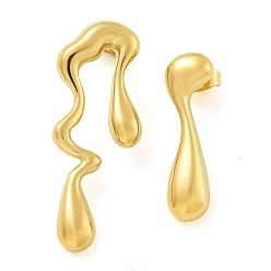 Золотой Ионное покрытие (ip) 304 серьги-гвоздики из нержавеющей стали для женщин, золотые, 27x8 мм, 38.5x14.5 мм