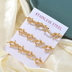 Кофейно-Золотой 304 из нержавеющей стали серьги, вакуумные покрытия, узел, кофе золотой, 8.5x17 мм, 12 шт / комплект