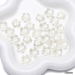 Белый Абс пластиковые жемчужные шарики, цветок, белые, 15 мм, 40 шт / комплект