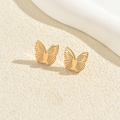 Butterfly 201 Stainless Steel Stud Earrings for Women, Golden, Butterfly, 10x10mm
