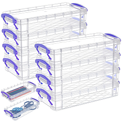 Сланцево-синий Прямоугольный пластиковый пенал, настольный органайзер для канцелярских принадлежностей, синевато-серый, 216x100x46.5 мм, внутренний диаметр: 193x84 мм