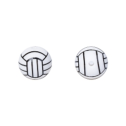 Volleyball Food Grade Silicone Focal Beads, Silicone Teething Beads, Volleyball, 15mm
