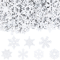 Белый 1сумка с рождественскими деревянными кабошонами, окрашенные, снежинка, белые, 23~25x2.5 мм