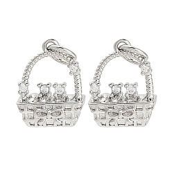 Платина Латунные микро проложить кубического циркония подвески, корзины прелести, долговечный, стойки покрытие, без свинца и без кадмия, с целью перехода в кольце, платина, 14x10.5x7 мм