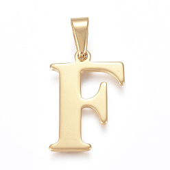 Letter F 304 подвески из нержавеющей стали, золотые, Начальная letter.f, 28.5x19x1.5 мм, отверстие : 5x8 мм