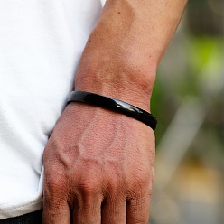 Черный 201 браслеты из нержавеющей стали с шарнирным креплением для мужчин и женщин, чёрные, внутренний диаметр: 2-1/2 дюйм (6.5 см)